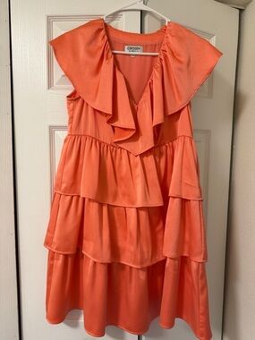 Crosby by Mollie Burch SZ XS Coral Ruffle Tier Dress for Girls